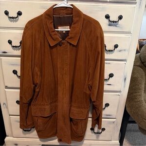 Vintage Chestnut Ultra Suede Viroel Centro Moda Pelle Leather Coat Made Italy
